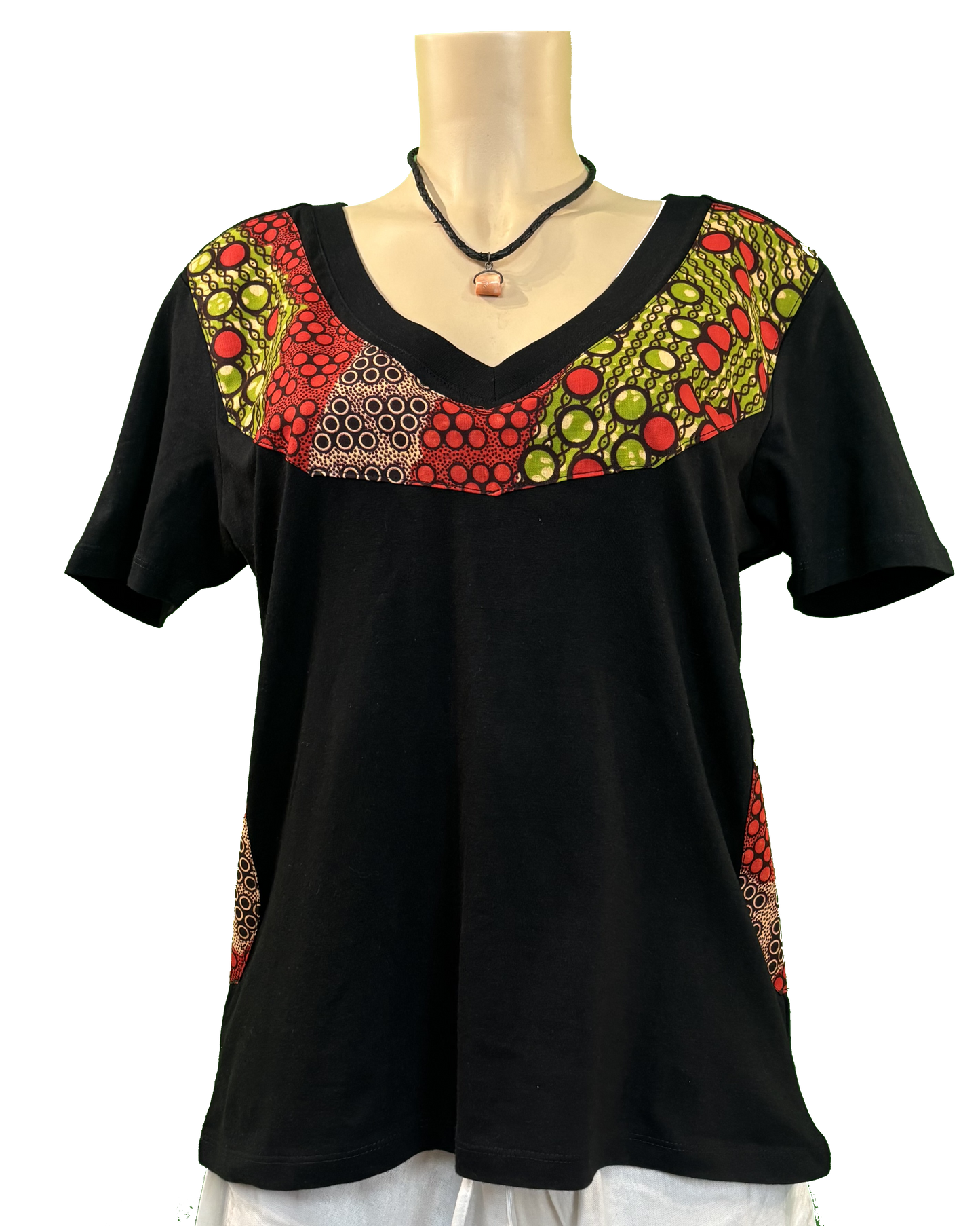 T-shirt en V avec Tissu Wax (Copie)
