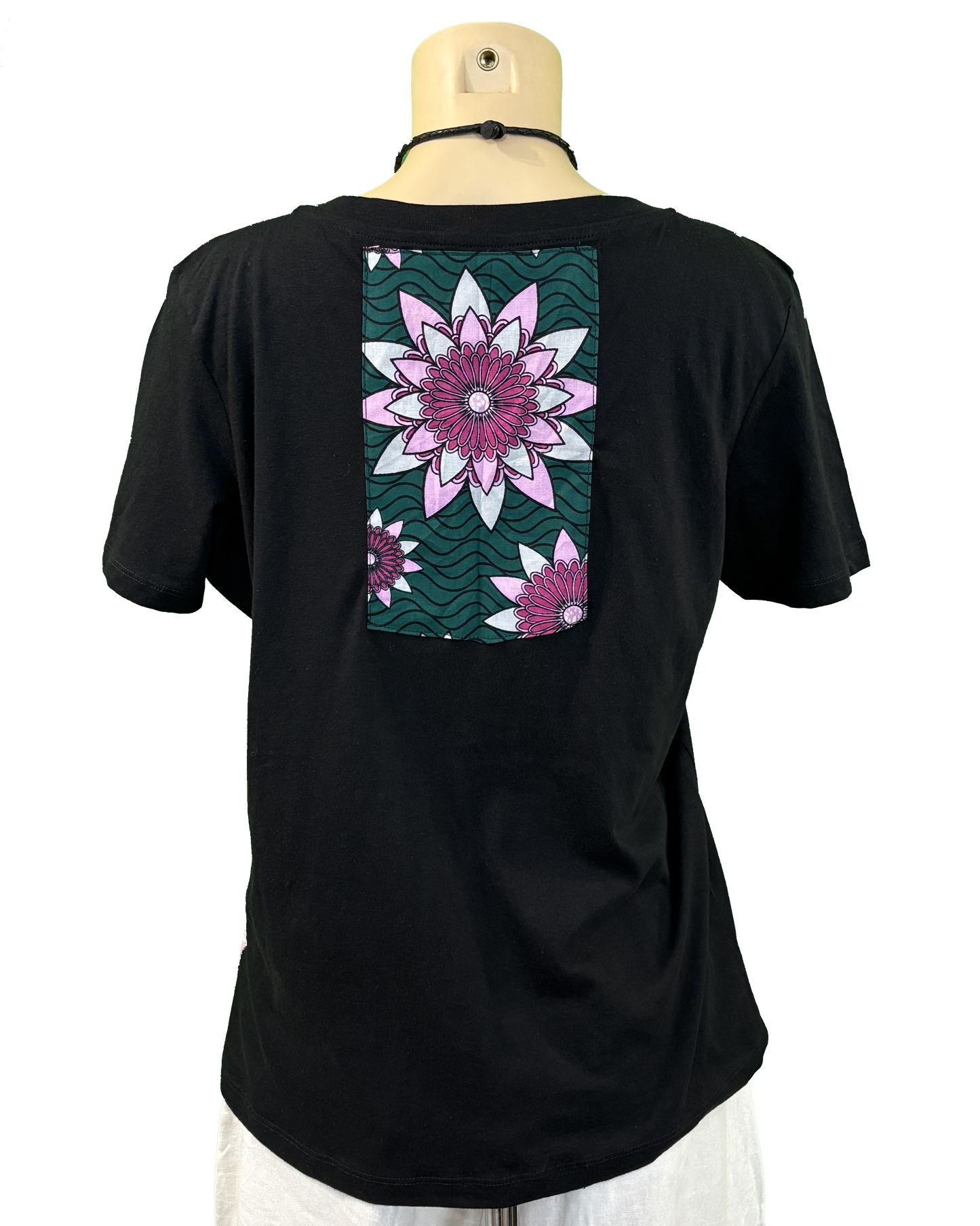 T-shirt en V avec Tissu Wax