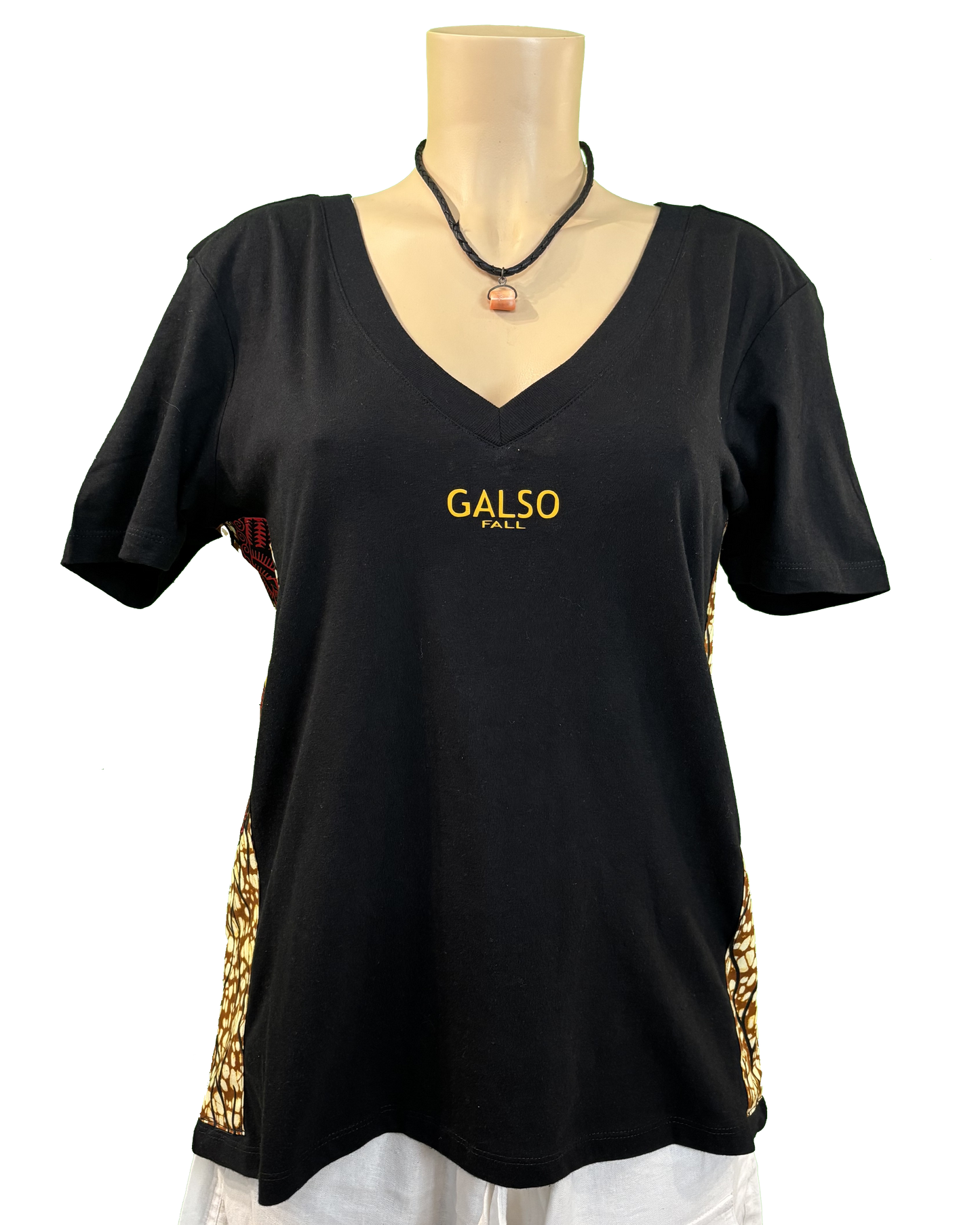 T-shirt en V avec Tissu Wax