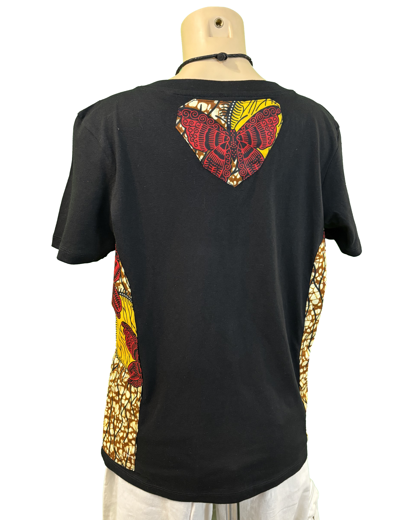 T-shirt en V avec Tissu Wax