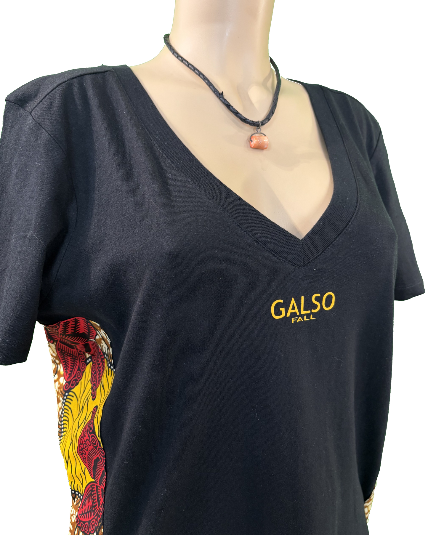 T-shirt en V avec Tissu Wax