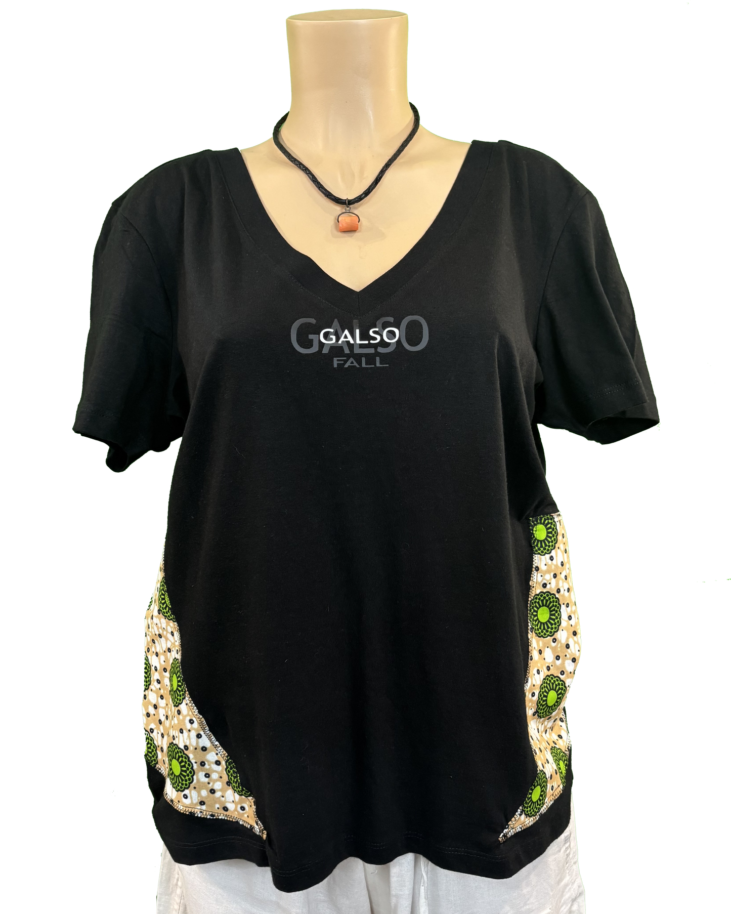 T-shirt en V avec Tissu Wax