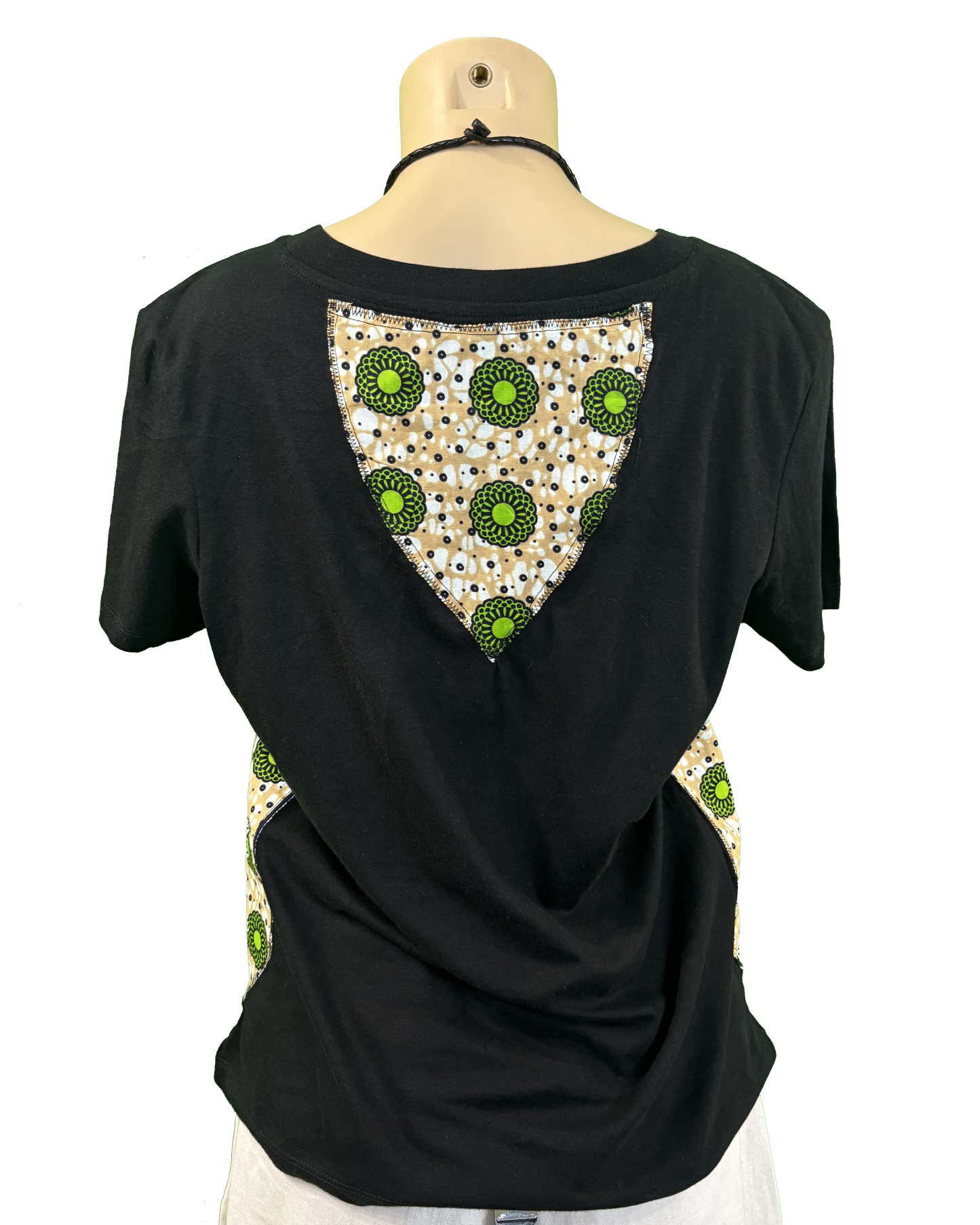 T-shirt en V avec Tissu Wax