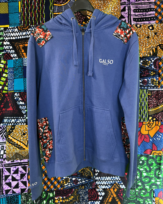 Sweat Zippé à Capuche avec Tissu Wax