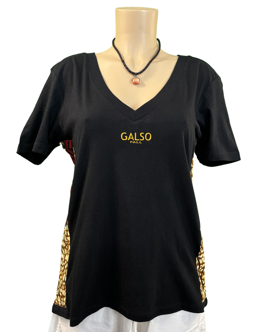 T-shirt en V avec Tissu Wax