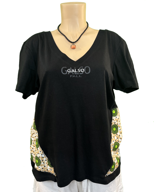 T-shirt en V avec Tissu Wax
